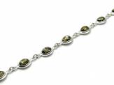 Silver Oval Green Amber Bracelet 7 1/4 Inch