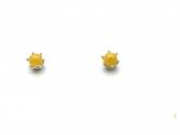 Silver Milky Yellow Amber Ball Stud Earrings