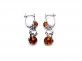 Silver Amber Spider Drop Earrings