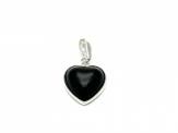 Silver Heart Shaped Black Whitby Jet 28mm