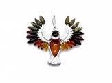 Silver Multi Amber Phoenix Pendant