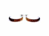 Silver Ombre Amber Half Hoop Stud Earrings