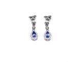 Silver Tanzanite & CZ Drop Stud Earrings