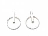 Silver Circle & Bar Stud Earrings