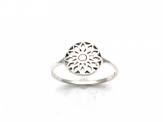 Silver Flower Disc Ring