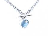 Silver CZ Heart T-Bar Necklet