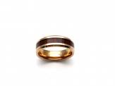 Tungsten Carbide Ring Wood Inlay & Rose IP Plate