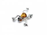 925 Amber Frog Prince Brooch