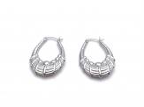 Silver Fancy Drop Hoop Earrings 29mm