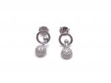 Silver Half CZ Glitter ball Stud Earrings 14mm