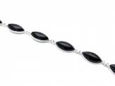 Silver Whitby Jet Bracelet 7 1/2-8 1/2 Inch