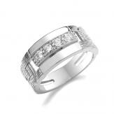 Silver CZ Curb Link Ring