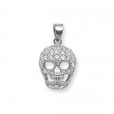 Silver CZ Set Skull Pendant