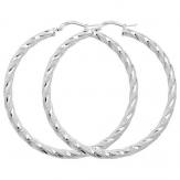 Silver Diamond Cut Hoop Earrings 50mm