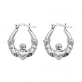 Silver Claddagh Hoop Earrings