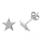 Silver Flat Star Stud Earrings