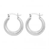 Silver Round Hoop Earrings 18x22mm