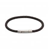 Grey Leather Bracelet Stainless Steel Clasp