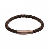 Dark Brown Leather Bracelet With Steel Clasp 21cm