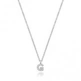 Silver Rhodium Plated CZ Initial Necklace G