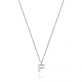 Silver Rhodium Plated CZ Initial Necklace F
