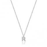 Silver Rhodium Plated CZ Initial Necklace R