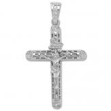 Silver CZ Crucifix Pendant 63mm x 36mm