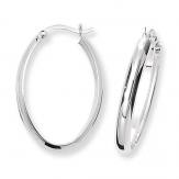 Silver Oval Hoop Earrings 30x19mm