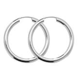 Silver Plain Sleeper Hoop Earrings 30mm