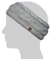 Pure Wool Fleece lined headband - cable - mid Grey