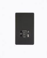 Knightsbridge Shaver socket with dual USB A+C (5V DC 2.4A shared) - matt black - (SF8909MB)