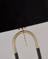 Searchlight Jazz Floor Lamp, Satin Brass & Black, Black Velvet Shade