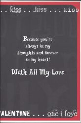 Valentines Day Card - For the One I Love - Red Glitter