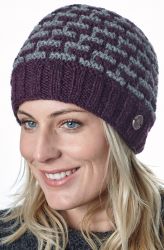 Pure Wool - Ladder Beanie - Aubergine