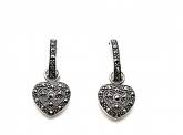 Silver and Marcasite Heart Drop Stud Earrings