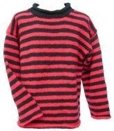 Pure wool jumper - stripe - Red/black