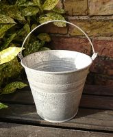 Traditional Double Ridge Metal Bucket Garden Planter Pot - 14.5cm