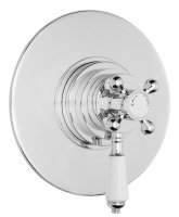 Bayswater White & Chrome Round Dual Thermostatic Concealed Valve