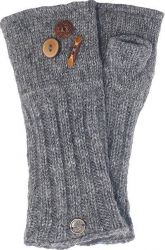 Fleece lined wristwarmer - fruit button - Grey