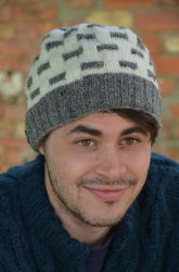 NAYA pure wool - breeze beanie - mid grey/white