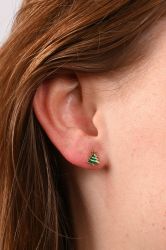 Christmas Tree Stud Earrings Green - Boxed - Snazzy Santa