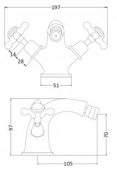 BC Designs Victrion Crosshead Mono Bidet Mixer with Pop-Up Waste