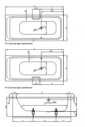 Bette Select Bath with Side Overflow 160 x 70cm (Overflow Front)