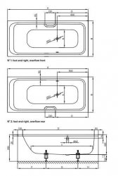 Bette Select Bath with Side Overflow 180 x 80cm (Overflow Rear)