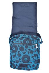 Small Print & Embroidered Bag - Aqua Orange
