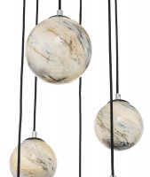 Dar Mikara 6 Light Cluster Pendant Marble Effect Glass & Pol Chr