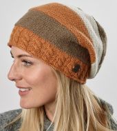 Pure Wool Twisted cable slouch - sandstone/cream