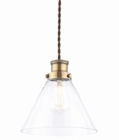 Laura Ashley Isaac Easy Fit Pendant Antique Brass and Glass