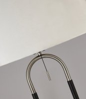 Searchlight Jazz Floor Lamp, Satin Silver & Black, White Velvet Shade