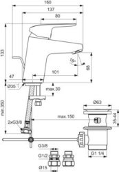 Ideal Standard Ceraflex Basin Mixer with Pop-up Waste